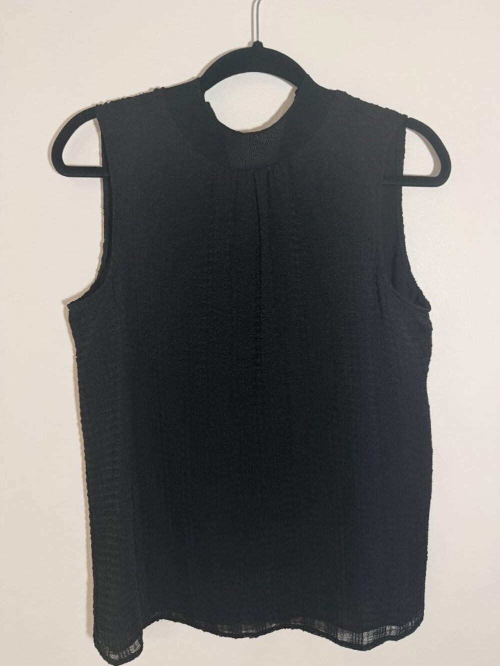 Calvin Klein Black Textured Sleeveless Mock Neck Blouse Women’s Top